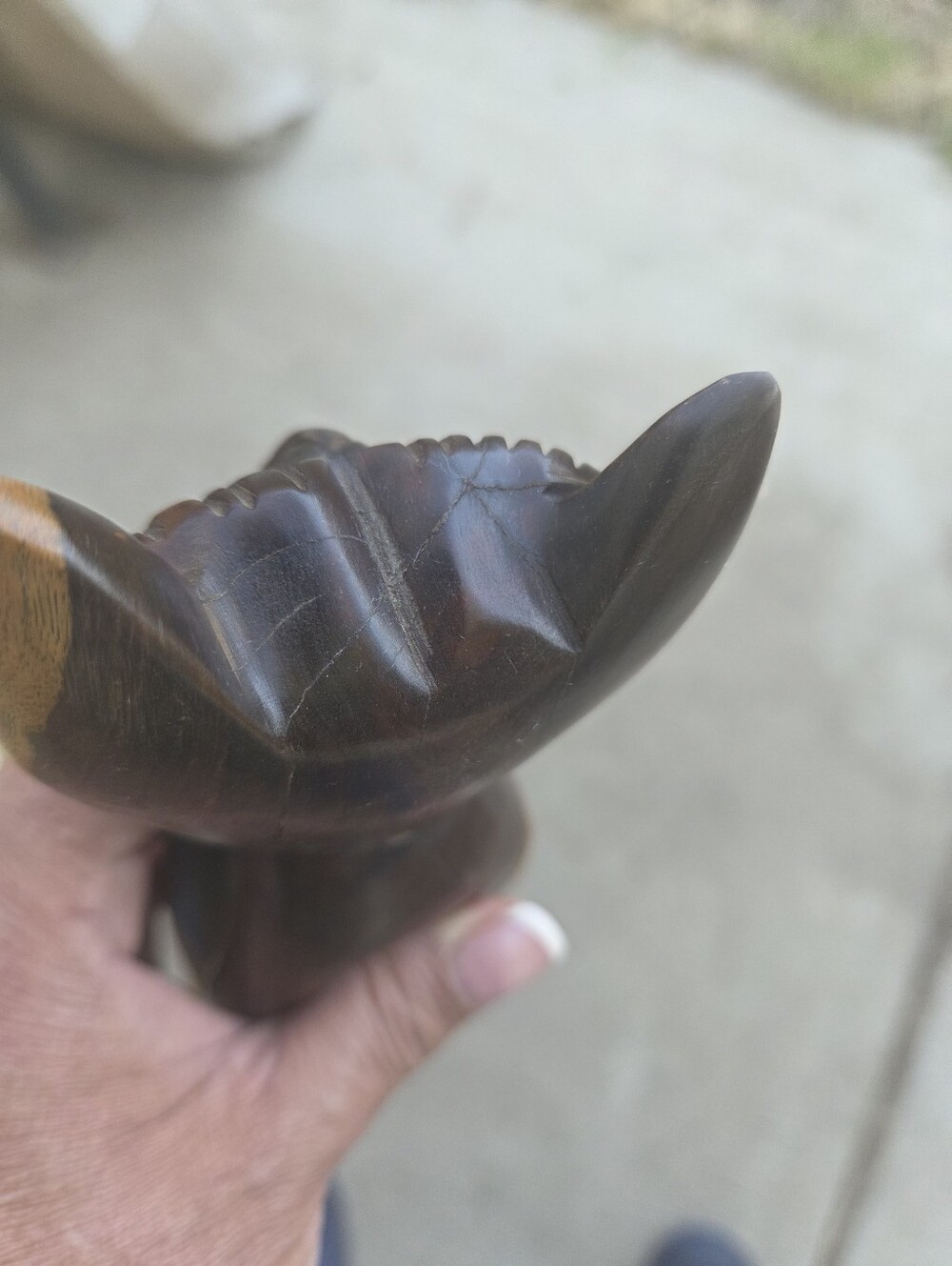 Wooden Carved Cat Figurine - Dark Brown - Picture 9 of 10